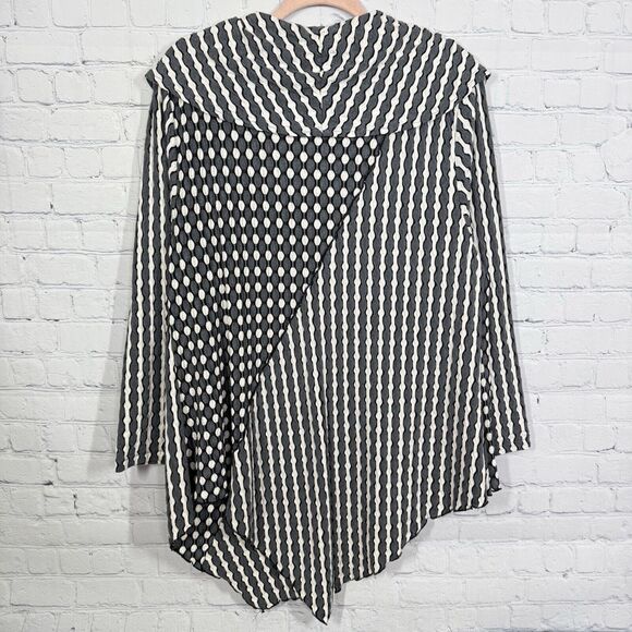Yushi Tunic Women Large Gray Black Patchwork Knit Lagenlook Artsy Top - Picture 2 of 9